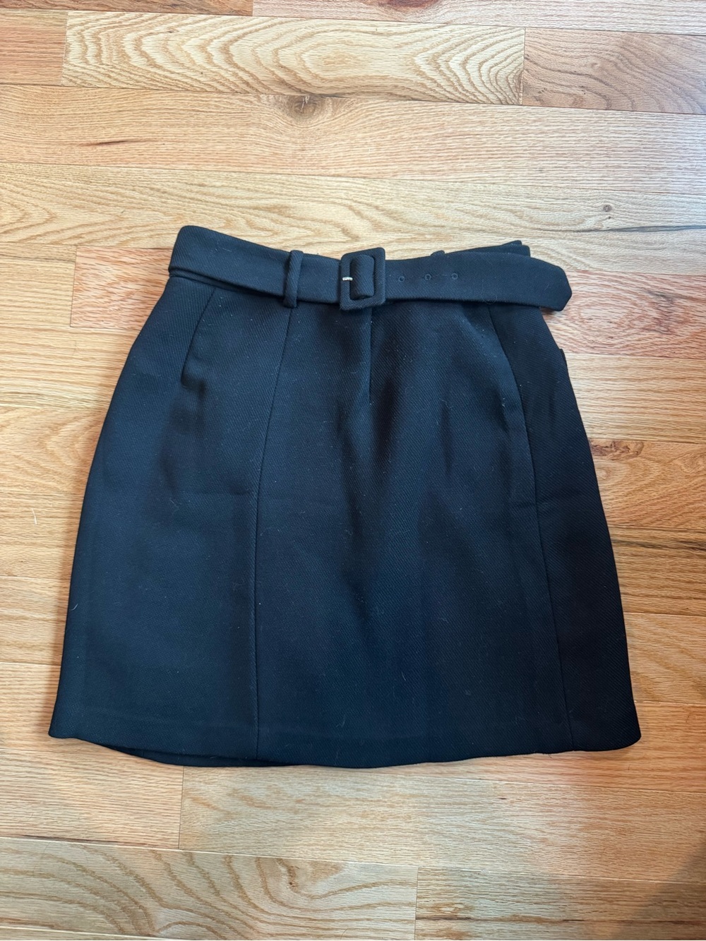Loft Classic Black Belted Mini Skirt